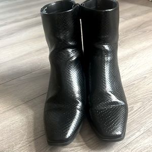 Black faux alligator skin boots
